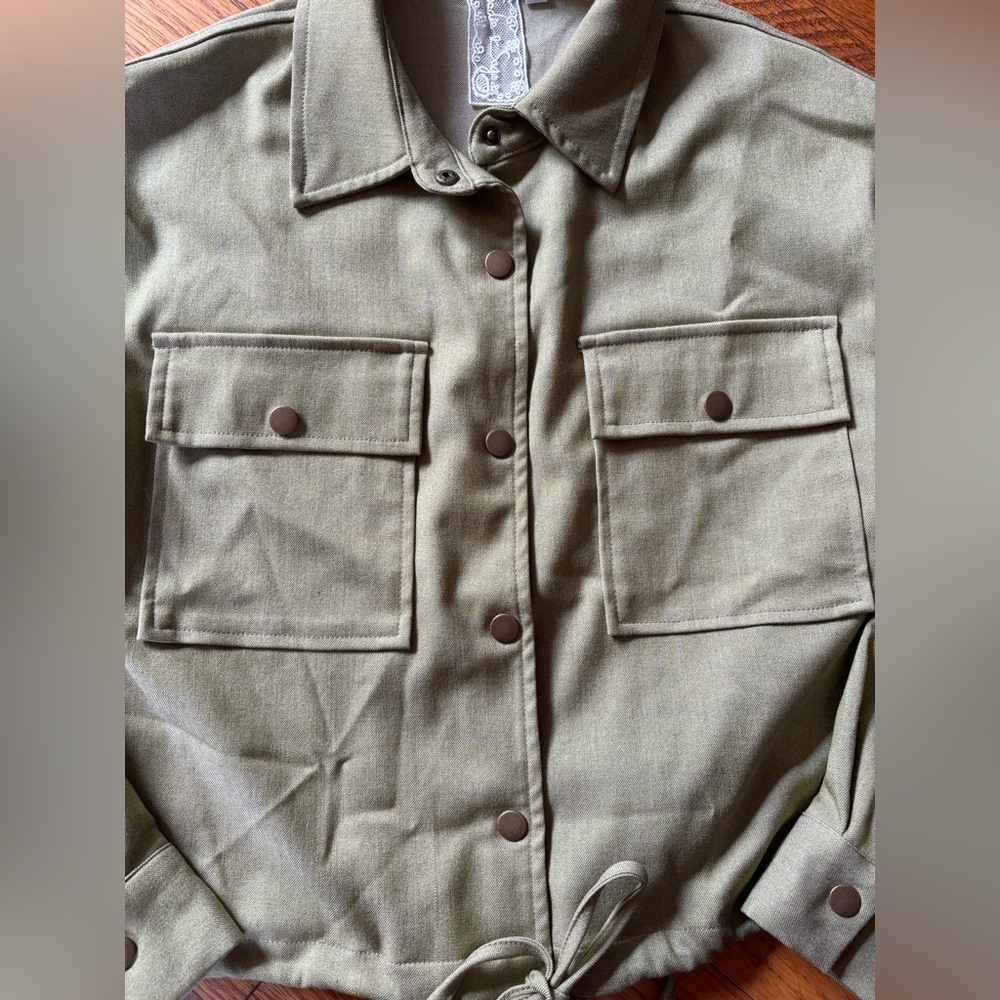 Sadie & Sage women's military style jacket Green Spring Coat - Picture 3 of 9
